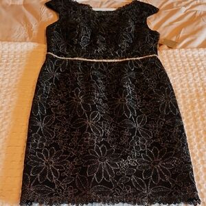 Elegant Black Lace Dress with Silver Accents